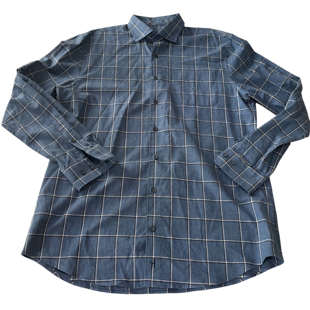 johnnie-O Top Shelf Darien Shirt Mens Large L Blue Wake Check L/S Button Down
